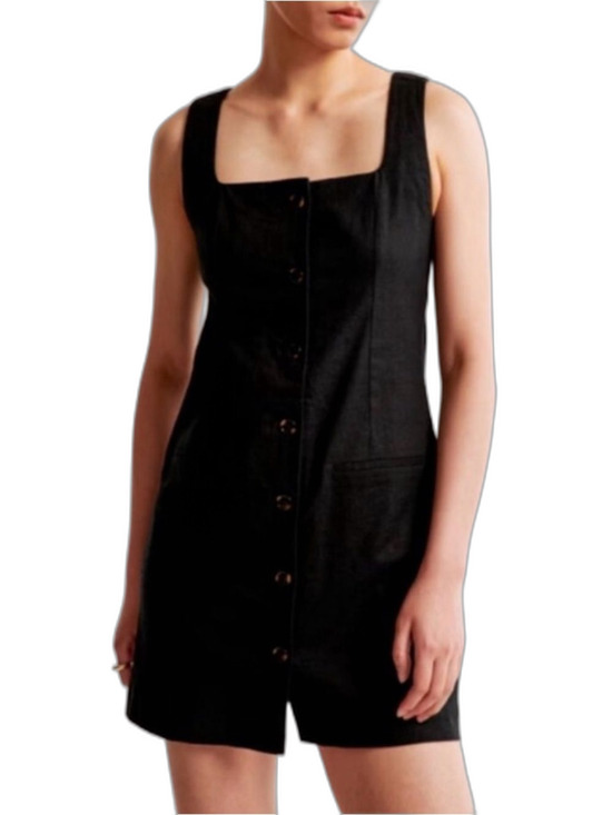 Abercrombie & Fitch Dresses & Skirts - NWT Abercrombie & Fitch Black Linen Sleeveless Mini Button Up Dress XXS T Tall